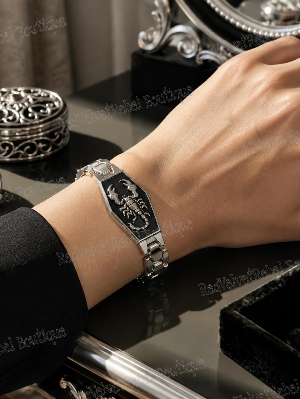 NWT Unisex Scorpion Scorpio Astrology Large Link Silver Stainless Steel Bracelet